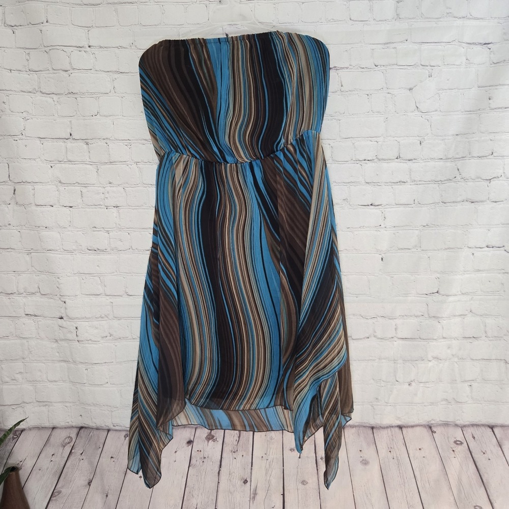 Retro Y2k chiffon boho indie sharkbite tube dress Ashley Stewart 16 CottageCore